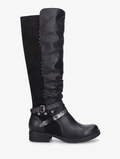 Bottes bi-matière à multi lanières irisées et python - Noir - 5