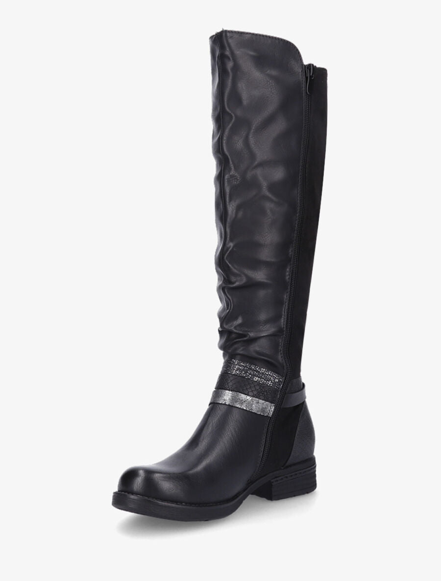 Bottes bi-matière à multi lanières irisées et python - Noir - 3