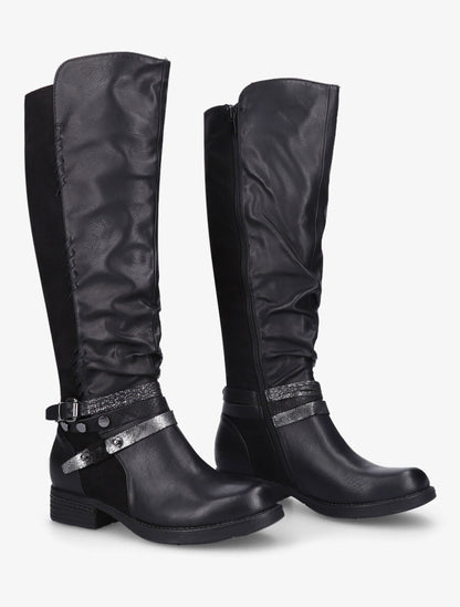 Bottes bi-matière à multi lanières irisées et python - Noir - 4