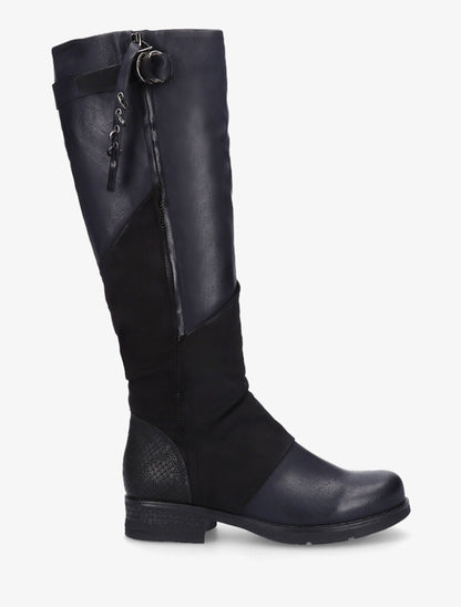Bottes bi-matière à talon stylisé - Noir - 1