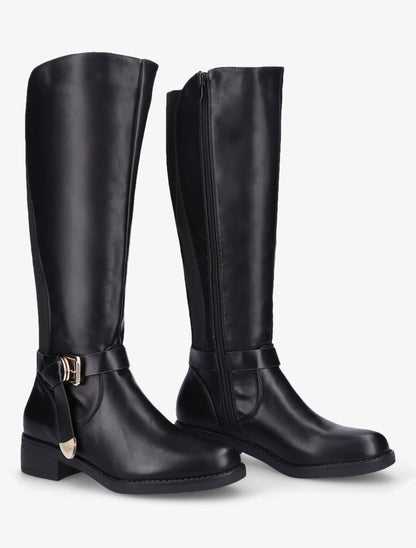 Bottes élastiquées à sangle nouée - Noir - 4