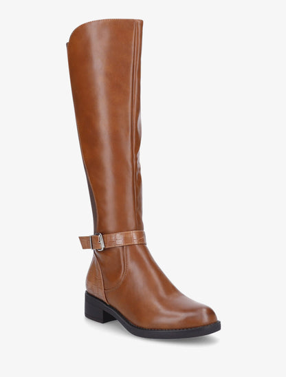 Bottes élastiquées à contrefort effet croco - Camel - 2