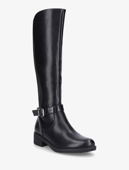 Bottes élastiquées à contrefort effet croco - Noir - 2