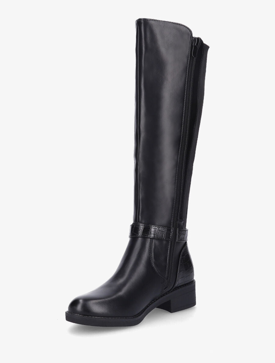 Bottes élastiquées à contrefort effet croco - Noir - 3