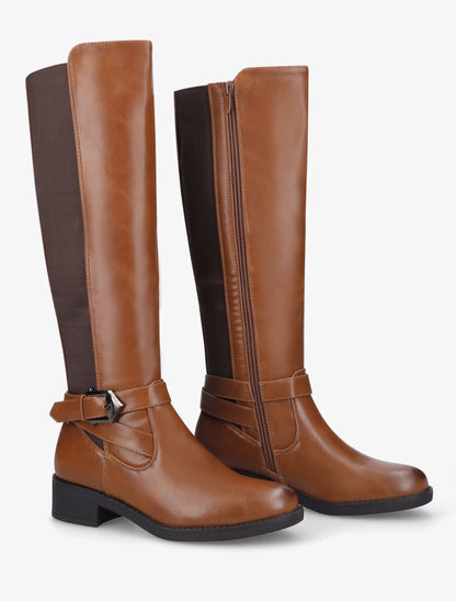 Bottes élastiquées à boucle - Camel - 4