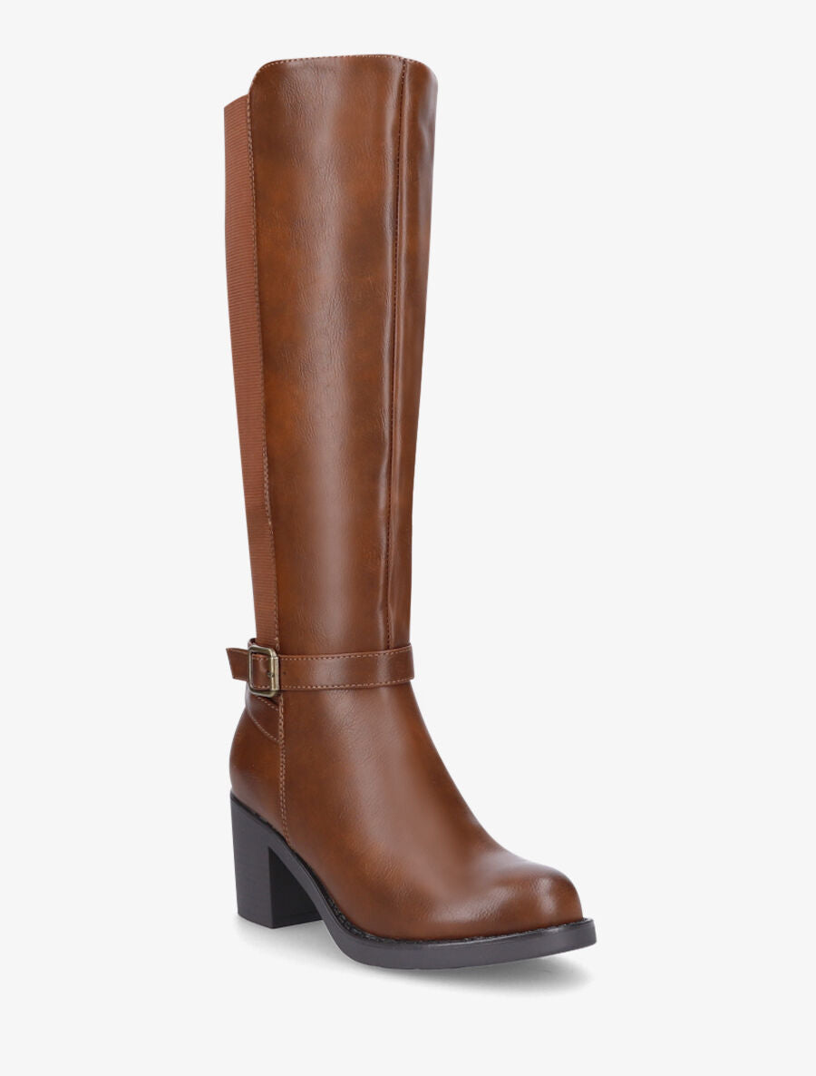 Bottes élastiquées à talon - Camel - 2