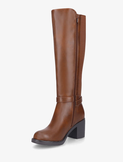 Bottes élastiquées à talon - Camel - 3