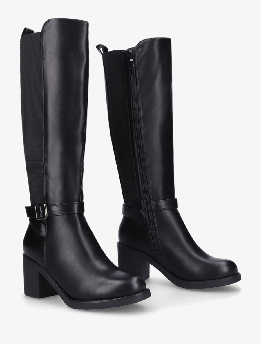 Bottes élastiquées à talon - Noir - 4