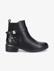 Bottines en simili à doubles sangles - Noir - 5