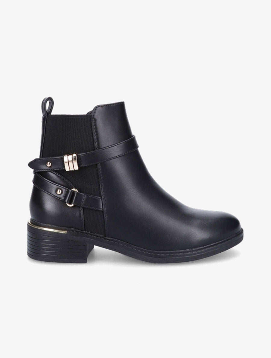 Bottines en simili à doubles sangles - Noir - 5