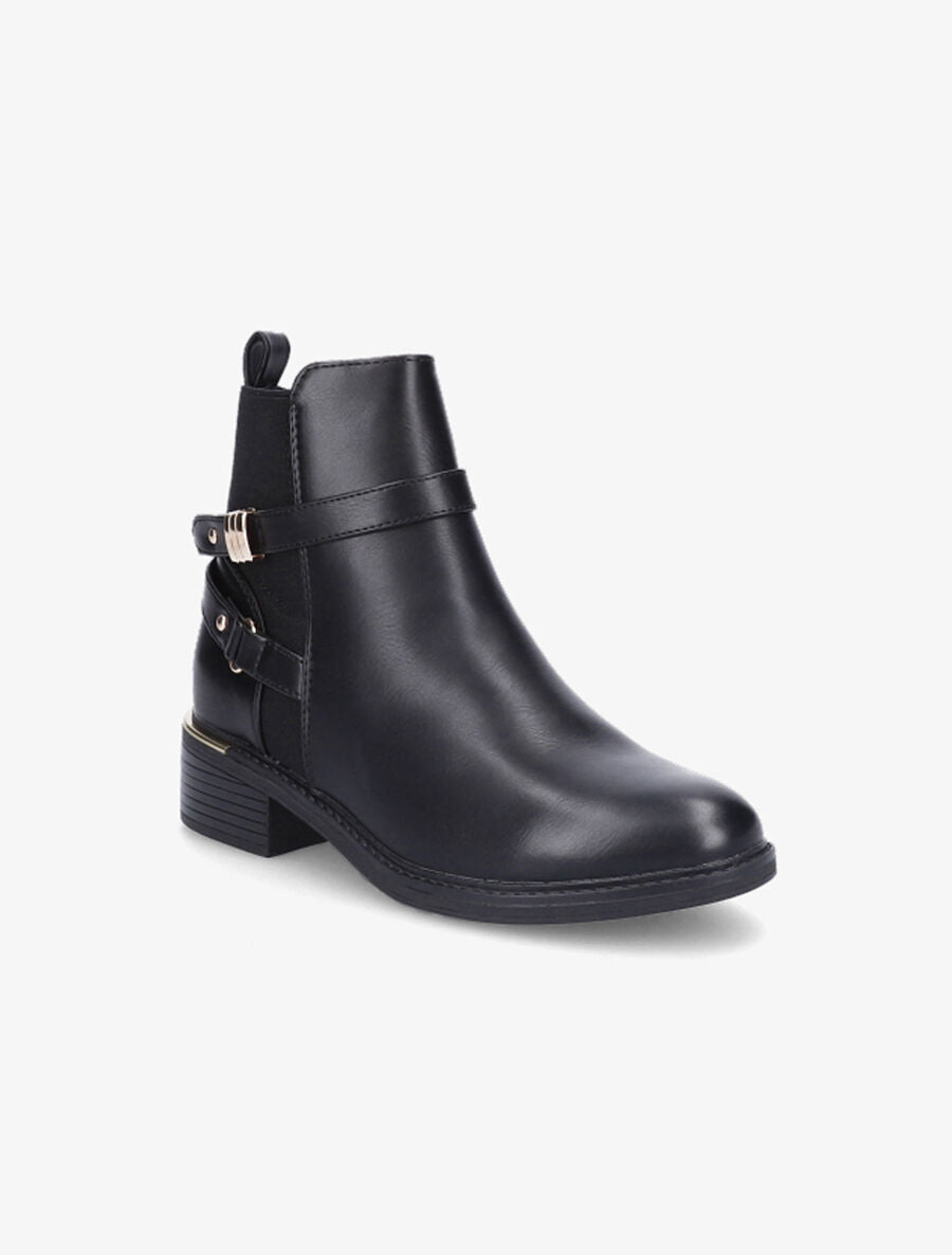 Bottines en simili à doubles sangles - Noir - 2