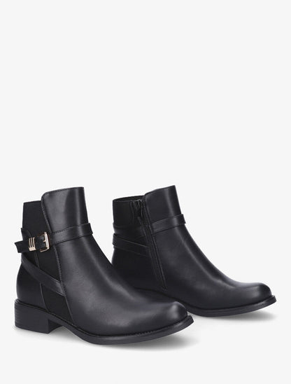 Bottines élastiquées à boucle - Noir - 4