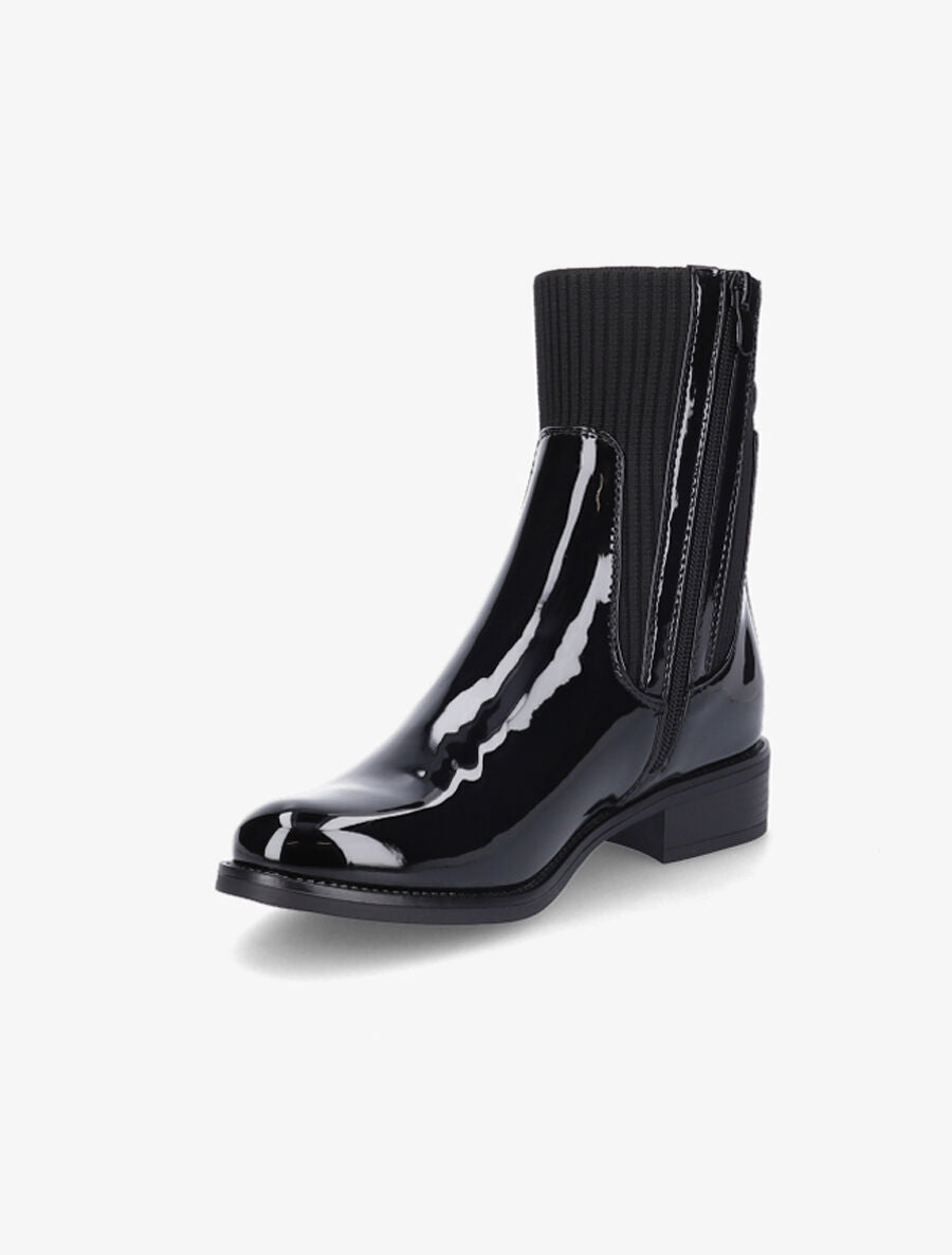 Bottines montantes en simili verni - Noir - 3