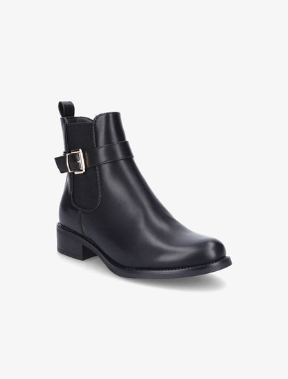 Bottines plates en simili - Noir - 2