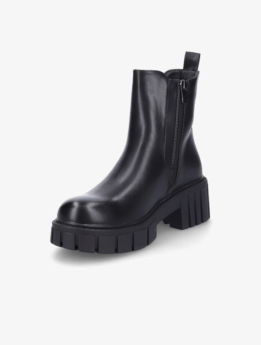 Bottines en simili à semelles crantées - Noir - 3