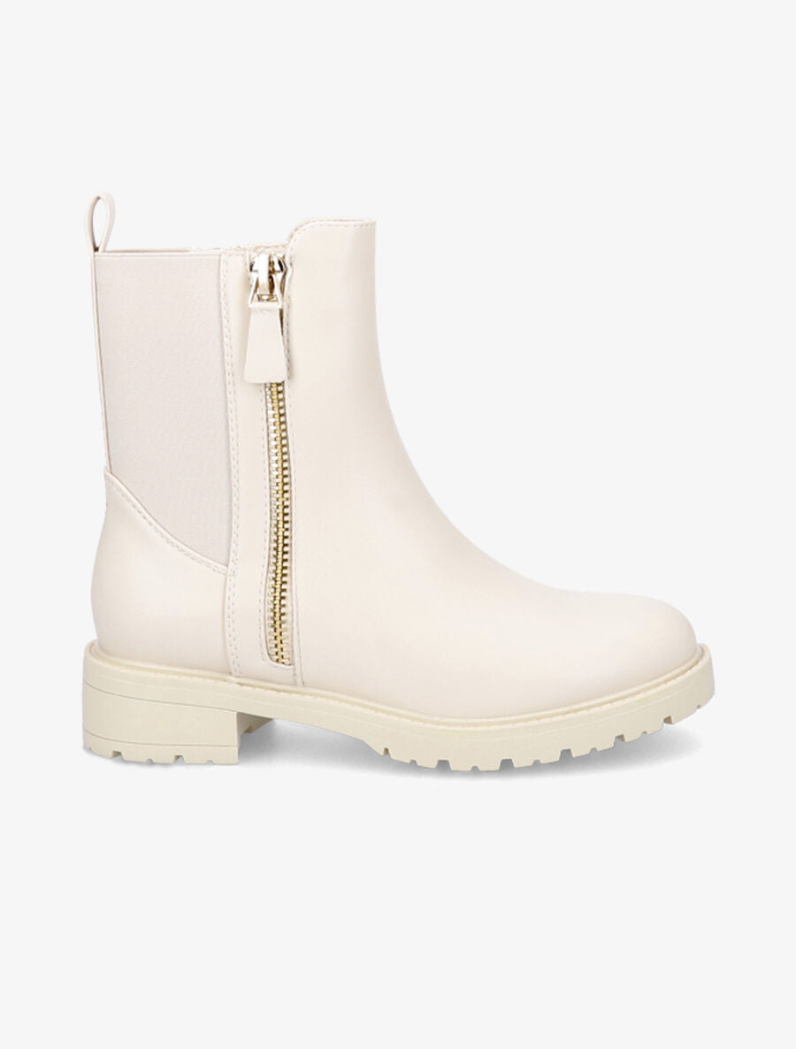 Bottines élastiquées à zip décoratif - Beige - 5