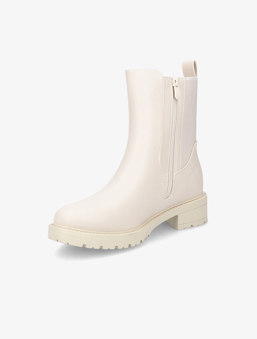 Bottines élastiquées à zip décoratif - Beige - 3