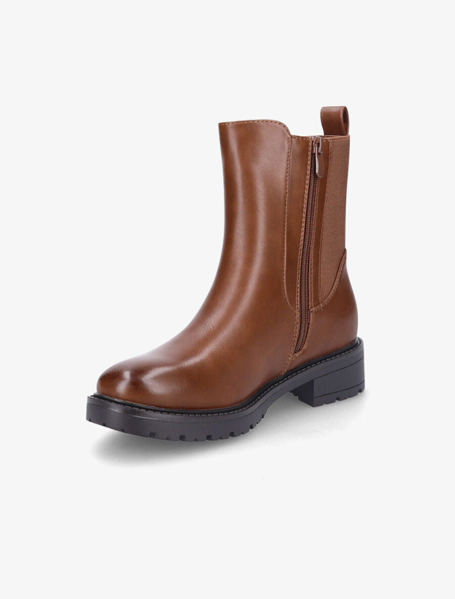 Bottines élastiquées à zip décoratif - Camel - 3