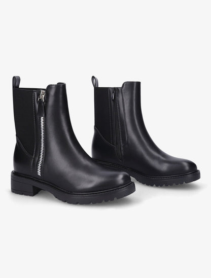 Bottines élastiquées à zip décoratif - Noir - 4