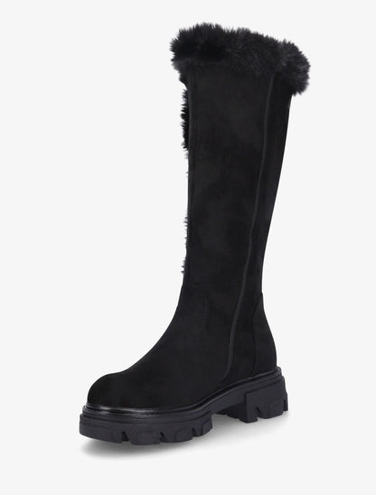 Bottes en suédine et fausse fourrure - Noir - 3