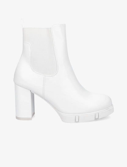 Bottines élastiquées à talon et plateforme - Blanc - 1
