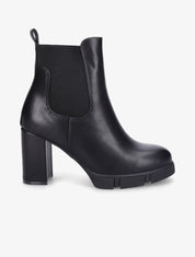 Bottines élastiquées à talon et plateforme - Noir - 1