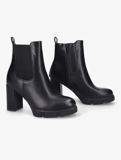 Bottines élastiquées à talon et plateforme - Noir - 4
