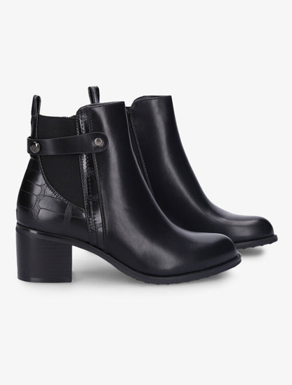 Bottines à contrefort croco et élastiqué - Noir - 4