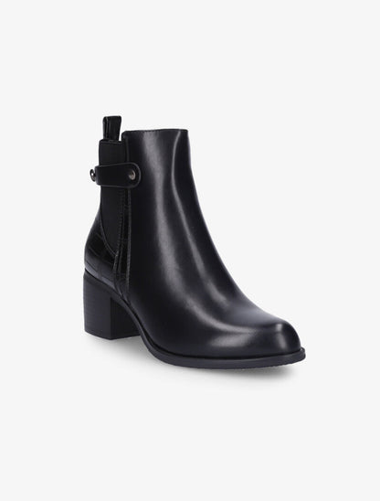 Bottines à contrefort croco et élastiqué - Noir - 2