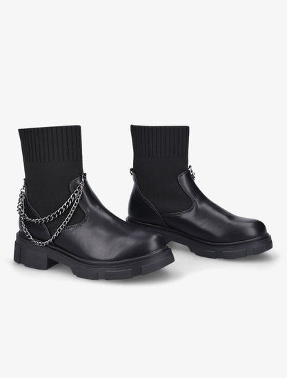 Bottines chaussettes et chaînettes amovibles - Noir - 4