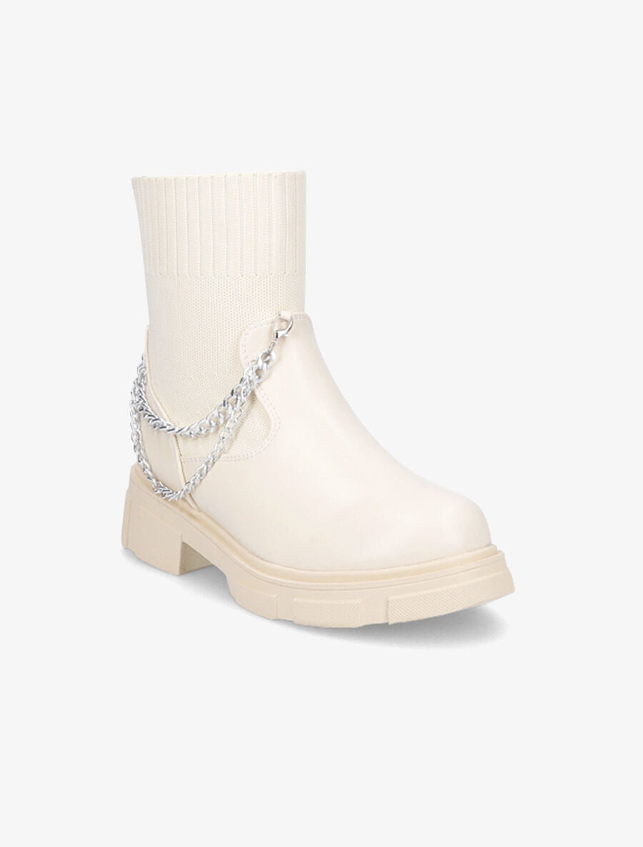 Bottines chaussettes et chaînettes amovibles - Crème - 2