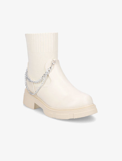 Bottines chaussettes et chaînettes amovibles - Crème - 2