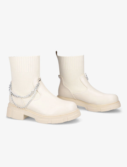 Bottines chaussettes et chaînettes amovibles - Crème - 4