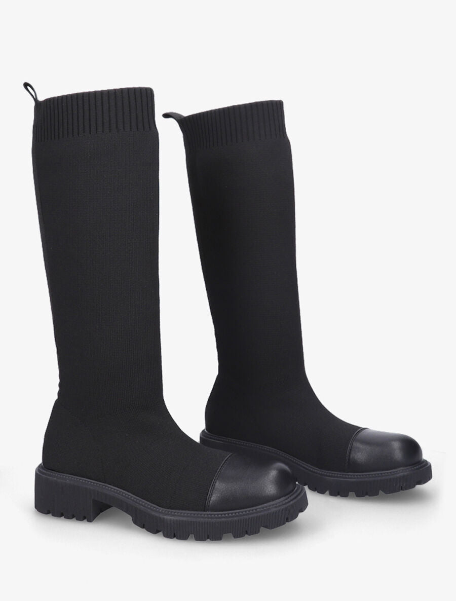 Bottes style chaussettes en maille - Noir - 4