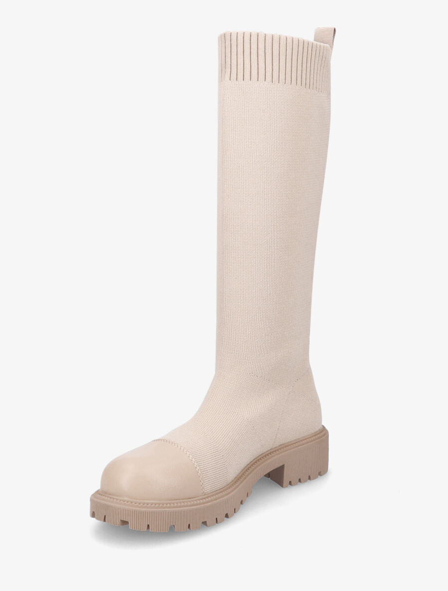 Bottes style chaussettes en maille - Taupe - 3