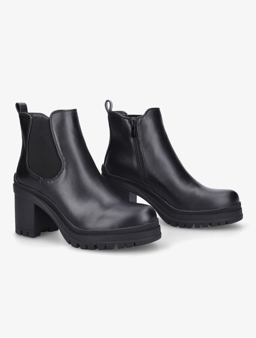 Bottines élastiquées à talon mi-haut - Noir - 4