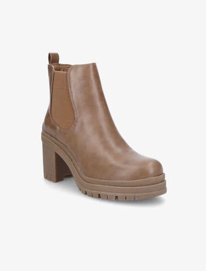 Bottines élastiquées à talon mi-haut - Taupe - 2