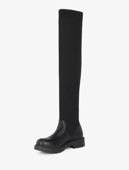 Cuissardes plates style chaussettes - Noir - 2