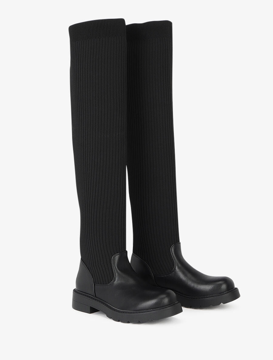 Cuissardes plates style chaussettes - Noir - 4