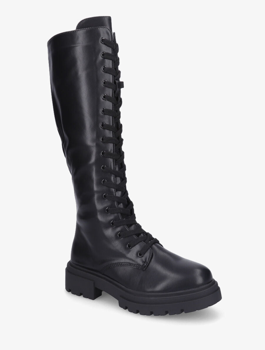 Bottes en simili à lacets - Noir - 2