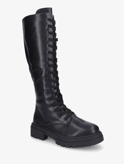 Bottes en simili à lacets - Noir - 2
