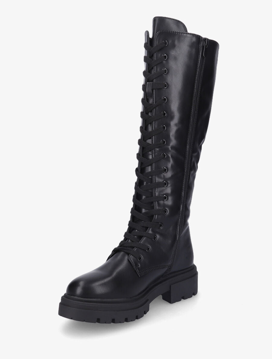 Bottes en simili à lacets - Noir - 3