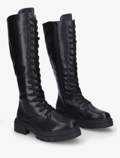 Bottes en simili à lacets - Noir - 4