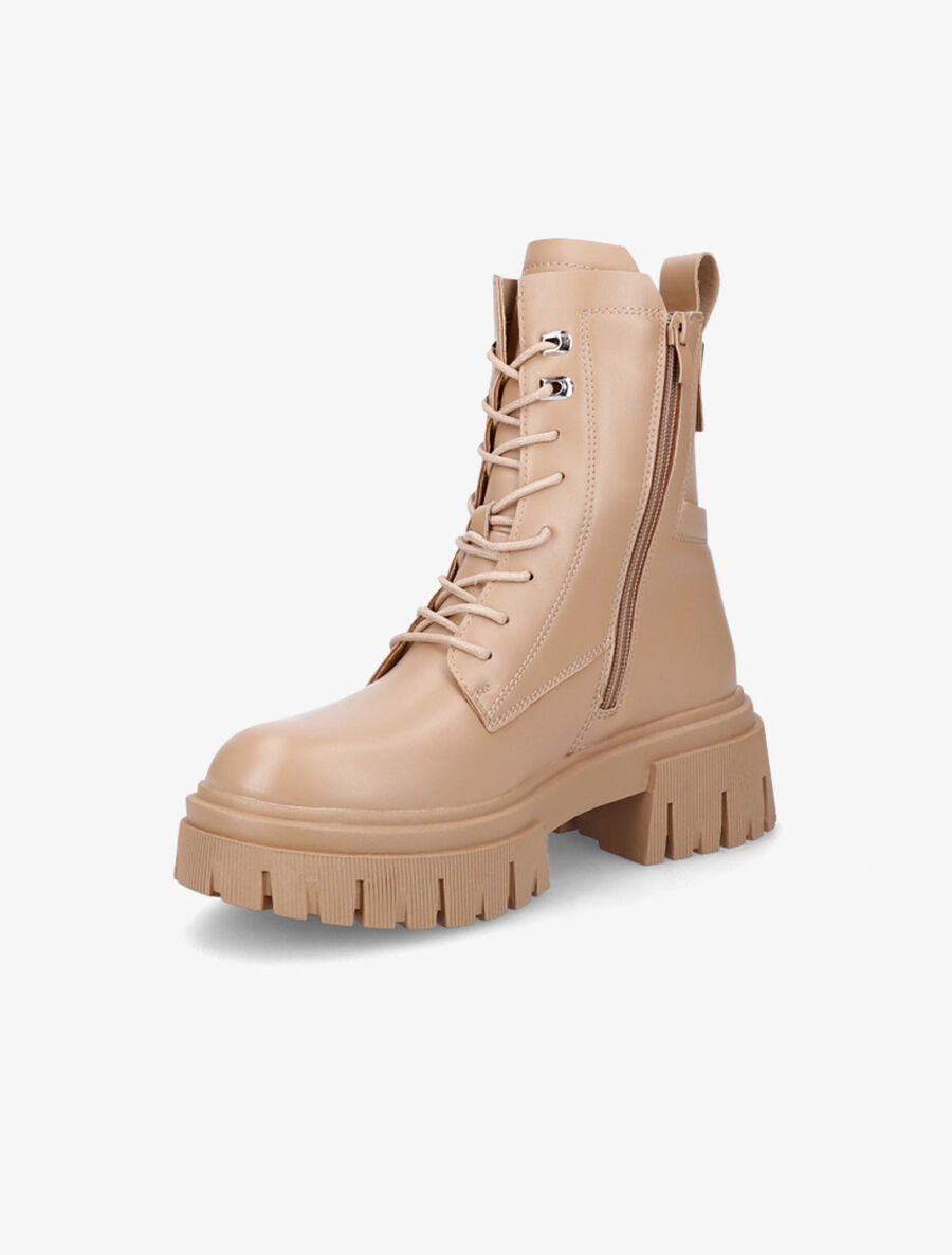 Bottines militaire élastiquées en simili - Beige foncé - 3
