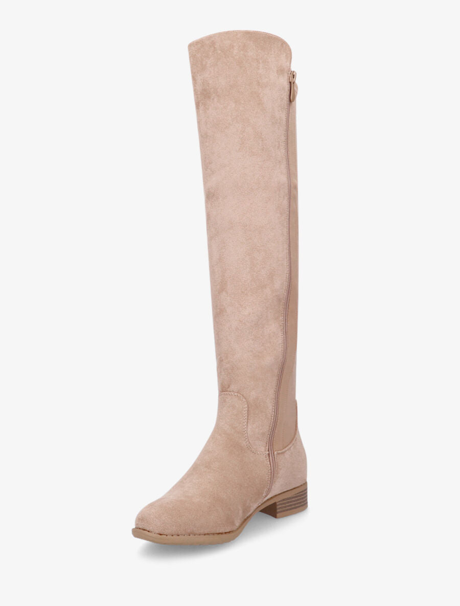 Bottes plates en suédine et tissu - Taupe - 3