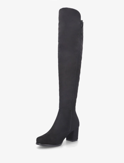 Bottes en suédine à talon épais - Noir - 3