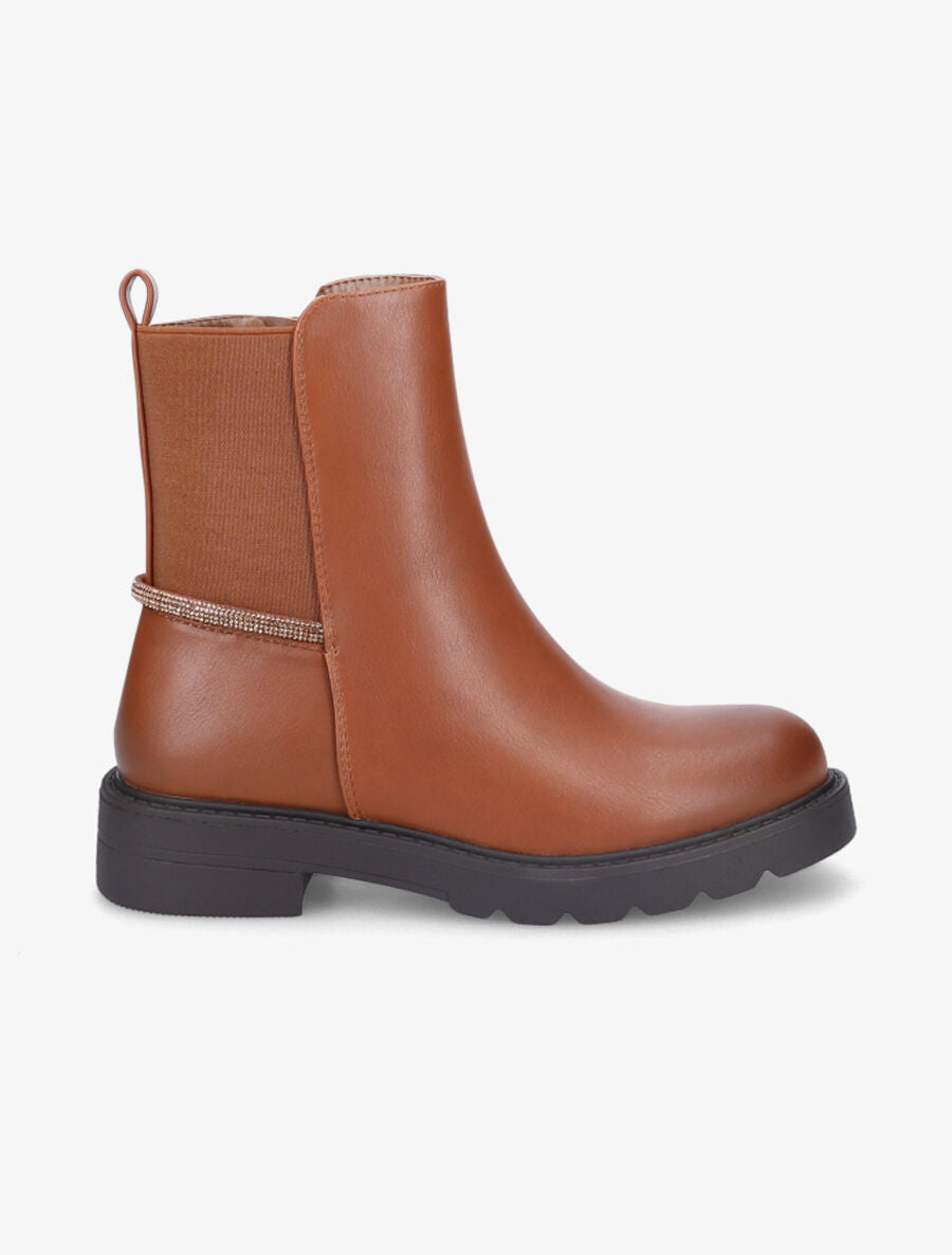 Bottines à liseré strassé - Camel - 1