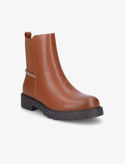 Bottines à liseré strassé - Camel - 2