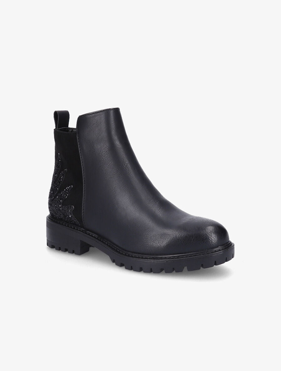 Bottines bi-matière et paillettes - Noir - 2