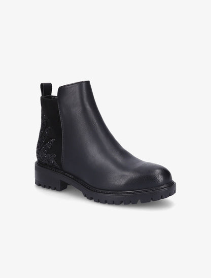 Bottines bi-matière et paillettes - Noir - 2